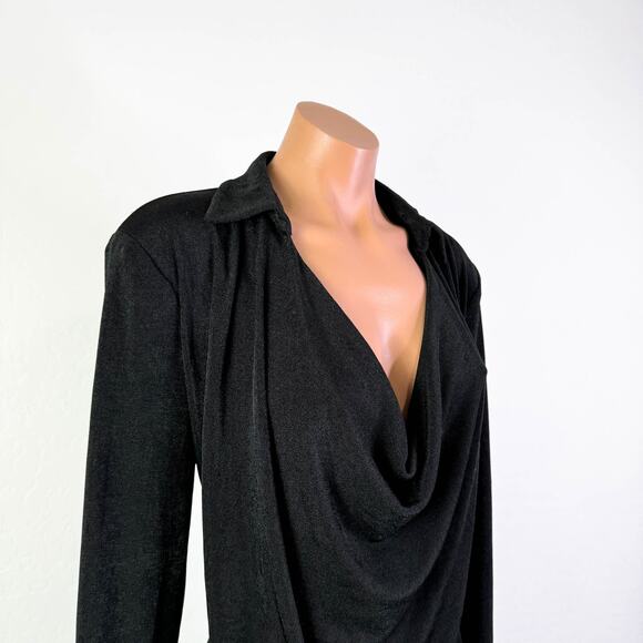 Alexa Admor Rosalie Long Sleeve Draped Shift Dress Black Whimsigoth sz XL FLAW - Picture 3 of 12
